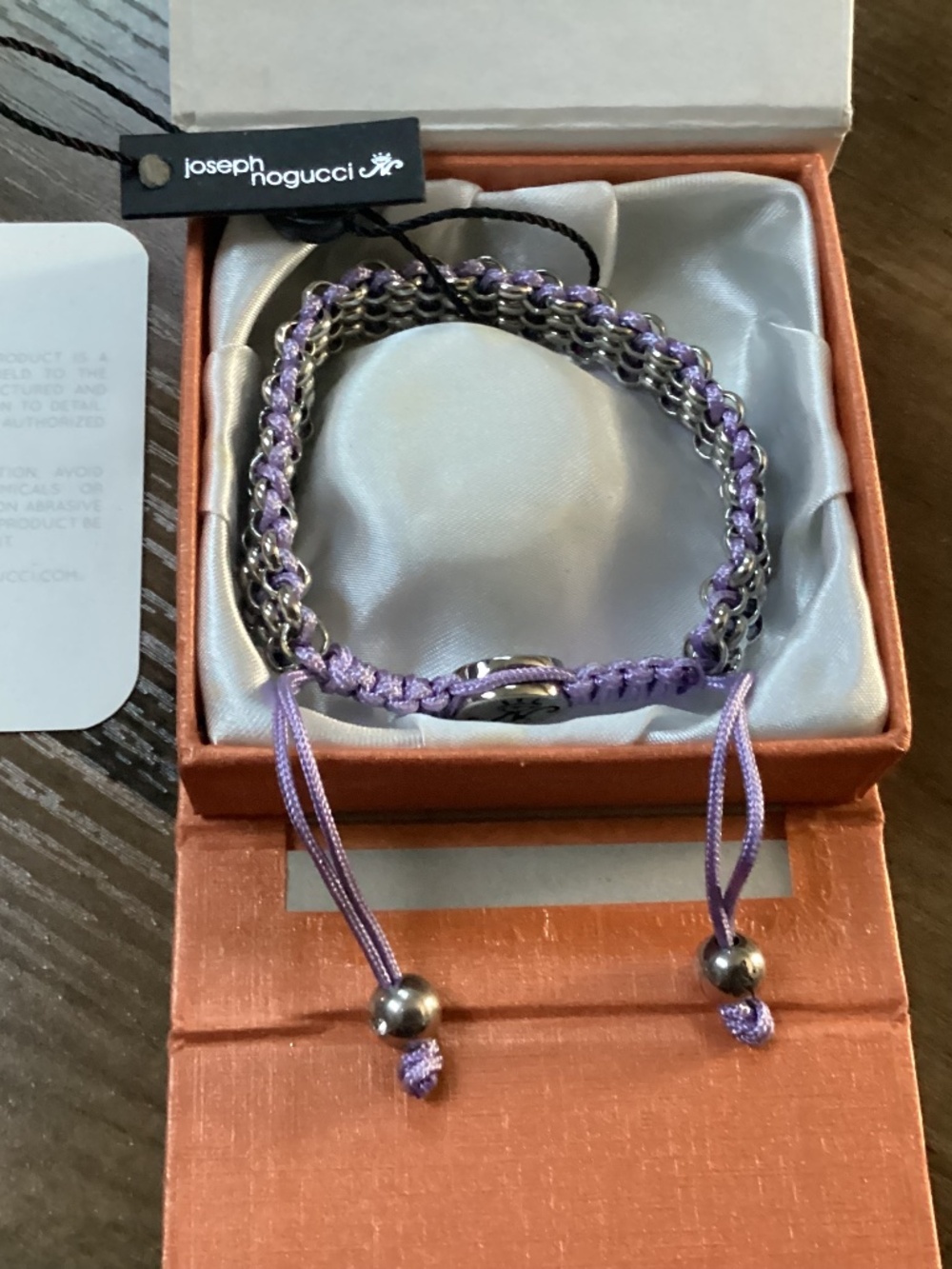 Joseph Nogucci Lavender Chain Bracelet with Silver Accents NWT